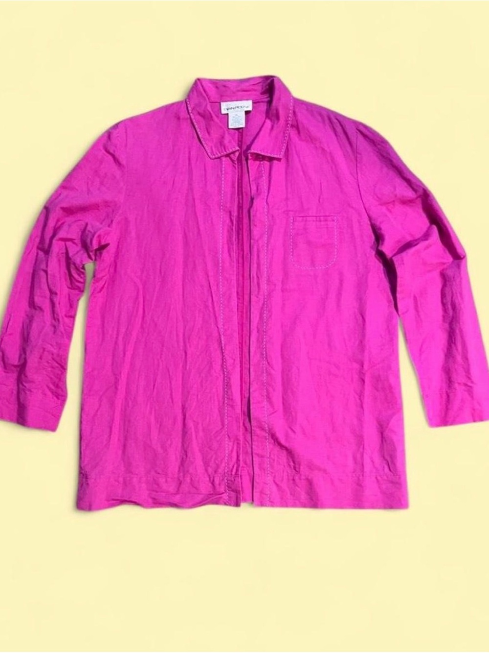 Vintage EVAN-PICONE Hot Pink Linen Blend Shirt Jacket XL
